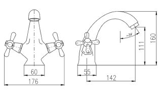 Смеситель для раковины Rav Slezak Morava retro MK128.5CMAT черный
